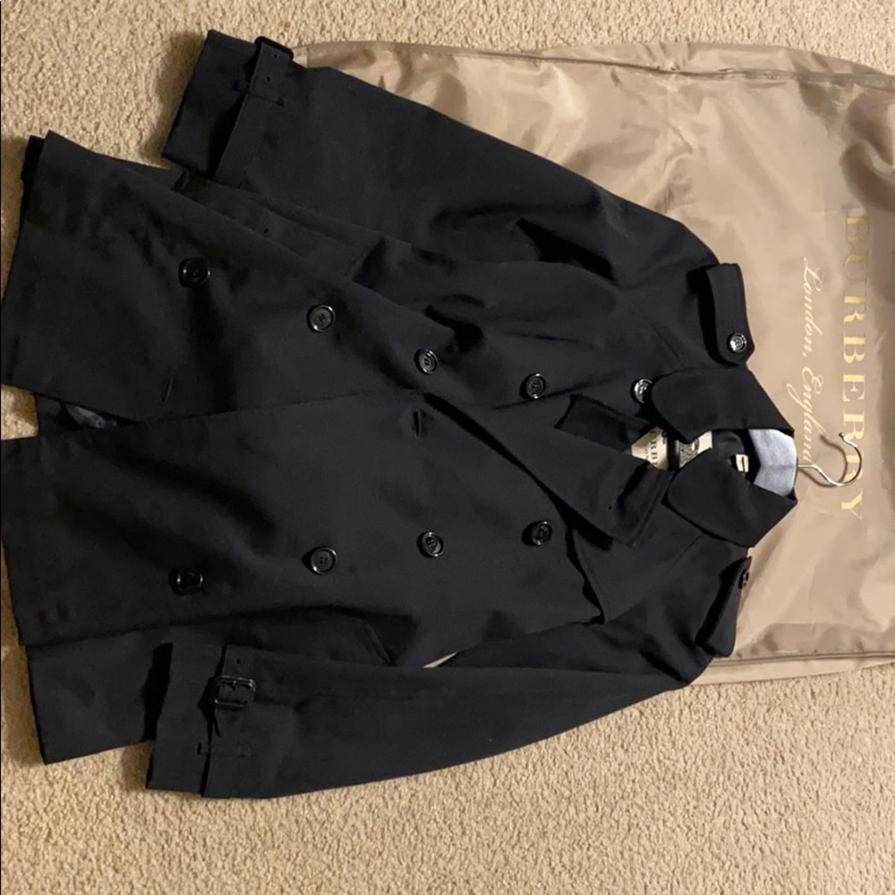 Burberry Black London Double Breasted Short Trench Coat